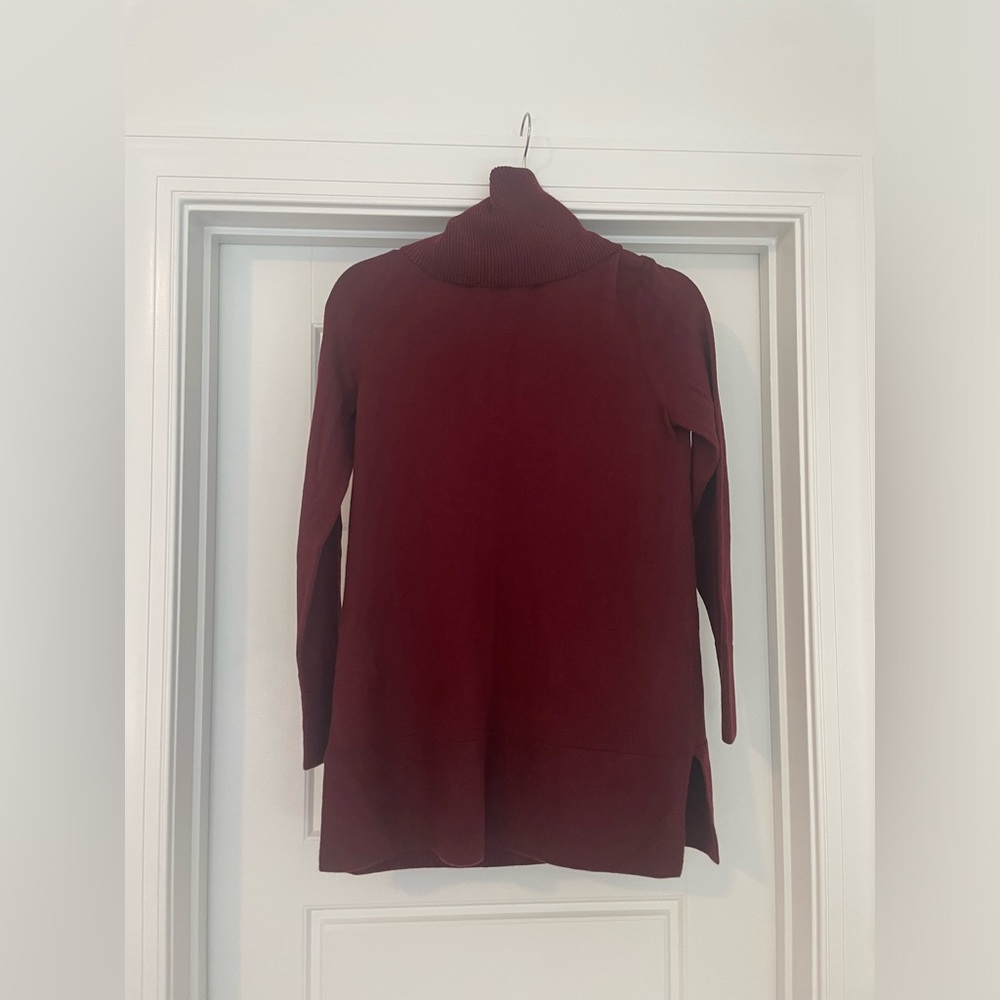 LOFT Burgundy Cowl Neck Cozy Sweater - Picture 2 of 5
